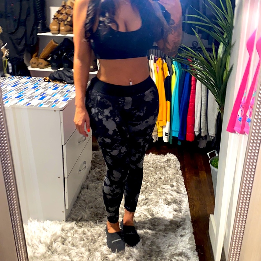 H & M black & gray leggings w black waistband